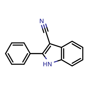 Chemical structure of 2-Phenyl-1H-indole-3-carbonitrile , CAS 51072-85-6, AChemBlock AD242242