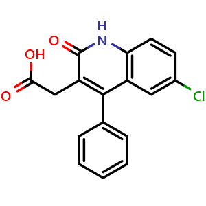 Chemical structure of 2-(6-chloro-2-oxo-4-phenyl-1,2-dihydroquinolin-3-yl)acetic acid , CAS 51505-10-3, AChemBlock AD242253