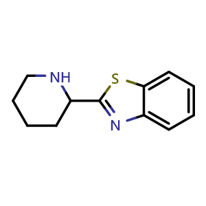 Chemical structure of 2-(Piperidin-2-yl)-1,3-benzothiazole , CAS 51785-22-9, AChemBlock AD242261