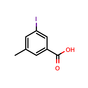 Chemical structure of 3-iodo-5-methyl-benzoic acid , CAS 52107-90-1, AChemBlock AD242273