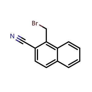 Chemical structure of 1-(Bromomethyl)naphthalene-2-carbonitrile , CAS 52211-22-0, AChemBlock AD242277