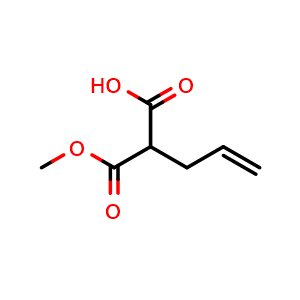 Chemical structure of 2-(methoxycarbonyl)pent-4-enoic acid , CAS 526224-09-9, AChemBlock AD242286
