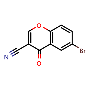 Chemical structure of 6-Bromo-4-oxochromene-3-carbonitrile , CAS 52817-13-7, AChemBlock AD242289