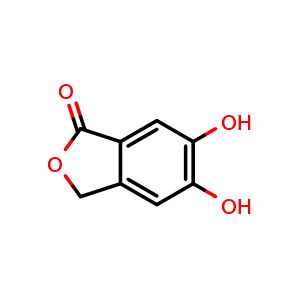 Chemical structure of 5,6-dihydroxy-1,3-dihydro-2-benzofuran-1-one , CAS 53766-43-1, AChemBlock AD242321