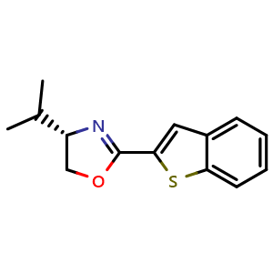 Chemical structure of (4S)-2-(1-benzothiophen-2-yl)-4-(propan-2-yl)-4,5-dihydro-1,3-oxazole , CAS 541549-94-4, AChemBlock AD242336