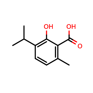 Chemical structure of 2-hydroxy-3-isopropyl-6-methylbenzoic acid , CAS 548-51-6, AChemBlock AD242353