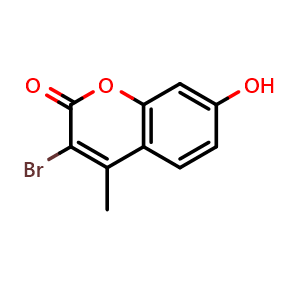Chemical structure of 3-Bromo-7-hydroxy-4-methyl-2H-chromen-2-one , CAS 55977-10-1, AChemBlock AD242376