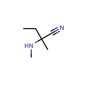 Chemical structure of 2-Methyl-2-(methylamino)butanenitrile , CAS 56039-98-6, AChemBlock AD242377