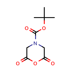 Chemical structure of 4-Morpholinecarboxylic acid, 2,6-dioxo-, 1,1-dimethylethyl ester , CAS 56074-21-6, AChemBlock AD242378