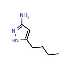 Chemical structure of 5-Butyl-1H-pyrazol-3-amine , CAS 56367-26-1, AChemBlock AD242386