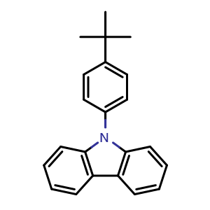 Chemical structure of 9-(4-tert-Butylphenyl)-9H-carbazole , CAS 57103-13-6, AChemBlock AD242405