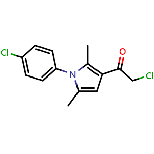 Chemical structure of 2-Chloro-1-(1-(4-chlorophenyl)-2,5-dimethyl-1H-pyrrol-3-yl)ethanone , CAS 571159-05-2, AChemBlock AD242406
