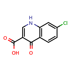 Chemical structure of 7-chloro-4-oxo-1,4-dihydroquinoline-3-carboxylic acid , CAS 57278-46-3, AChemBlock AD242408