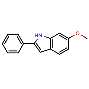 Chemical structure of 6-methoxy-2-phenyl-1H-indole , CAS 57826-36-5, AChemBlock AD242424