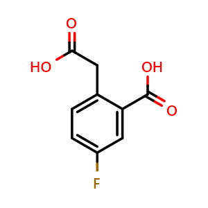 Chemical structure of 2-(carboxymethyl)-5-fluorobenzoic acid , CAS 583880-95-9, AChemBlock AD242435