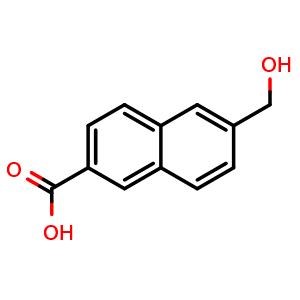 Chemical structure of 6-(Hydroxymethyl)-2-naphthoic acid , CAS 5859-95-0, AChemBlock AD242439