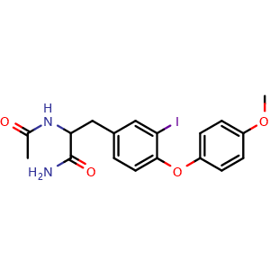 Chemical structure of 2-(Acetylamino)-3-{3-iodo-4-[(4-methoxyphenyl)oxy]phenyl}propanamide , CAS 59302-20-4, AChemBlock AD242463