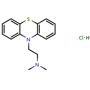 Chemical structure of N,N-Dimethyl-2-(10H-phenothiazin-10-yl)ethanamine hydrochloride , CAS 5934-20-3, AChemBlock AD242467