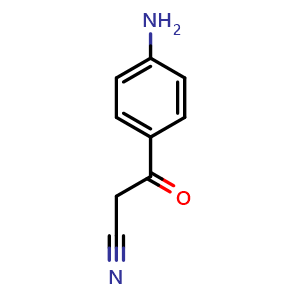 Chemical structure of 3-(4-Aminophenyl)-3-oxopropanenitrile , CAS 59443-94-6, AChemBlock AD242469