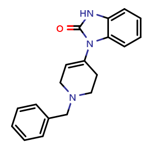 Chemical structure of 1-(1-Benzyl-1,2,3,6-tetrahydropyridin-4-yl)-1,3-dihydro-2h-benzo[d]imidazol-2-one , CAS 60373-71-9, AChemBlock AD242484