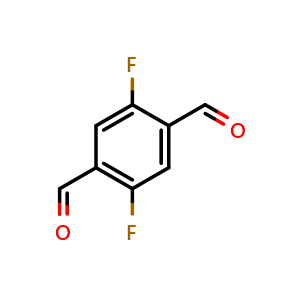 Chemical structure of 2,5-difluorobenzene-1,4-dicarbaldehyde , CAS 608145-27-3, AChemBlock AD242497