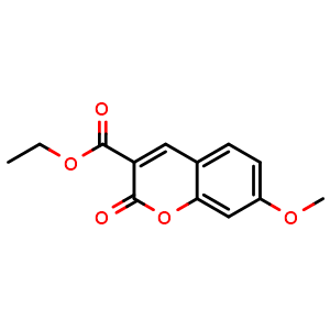 Chemical structure of Ethyl 7-methoxy-2-oxo-2H-1-benzopyran-3-carboxylate , CAS 6093-72-7, AChemBlock AD242502