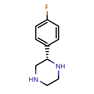 Chemical structure of (S)-2-(4-fluorophenyl)piperazine , CAS 612507-29-6, AChemBlock AD242512