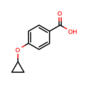 Chemical structure of 4-cyclopropoxybenzoic acid , CAS 62577-90-6, AChemBlock AD242553