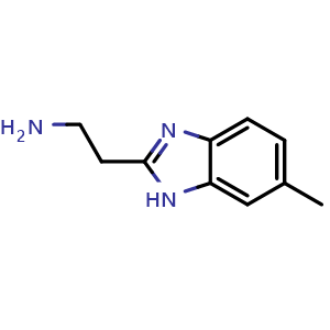 Chemical structure of 2-(6-methyl-1H-1,3-benzodiazol-2-yl)ethan-1-amine , CAS 630091-54-2, AChemBlock AD242566