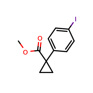 Chemical structure of Methyl 1-(4-iodophenyl)cyclopropane-1-carboxylate , CAS 630384-36-0, AChemBlock AD242569