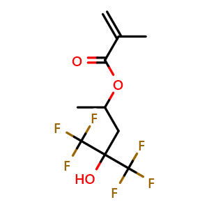 Chemical structure of 5,5,5-Trifluoro-4-hydroxy-4-(trifluoromethyl)pentan-2-yl methacrylate , CAS 630414-85-6, AChemBlock AD242570