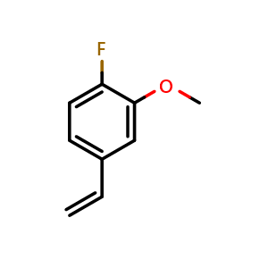 Chemical structure of 4-ethenyl-1-fluoro-2-methoxybenzene , CAS 633335-94-1, AChemBlock AD242581