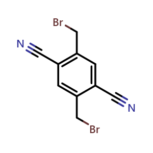 Chemical structure of 2,5-Bis(bromomethyl)terephthalonitrile , CAS 64746-04-9, AChemBlock AD242615