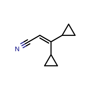 Chemical structure of 3,3-dicyclopropylacrylonitrile , CAS 647854-14-6, AChemBlock AD242617