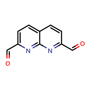 Chemical structure of 1,8-Naphthyridine-2,7-dicarbaldehyde , CAS 65896-28-8, AChemBlock AD242635