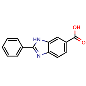 Chemical structure of 2-Phenyl-1h-1,3-benzodiazole-6-carboxylic acid , CAS 66630-70-4, AChemBlock AD242648