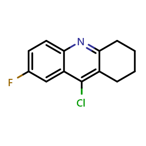 Chemical structure of 9-Chloro-7-fluoro-1,2,3,4-tetrahydroacridine , CAS 66949-81-3, AChemBlock AD242656