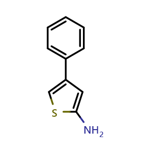 Chemical structure of 4-phenylthiophen-2-amine , CAS 67637-83-6, AChemBlock AD242671