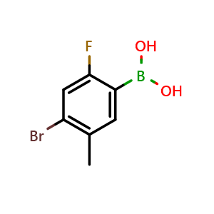 Chemical structure of (4-bromo-2-fluoro-5-methyl-phenyl)boronic acid , CAS 677777-57-0, AChemBlock AD242677