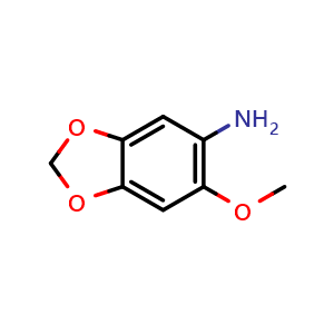 Chemical structure of 6-methoxy-2H-1,3-benzodioxol-5-amine , CAS 69151-32-2, AChemBlock AD242702