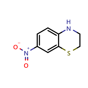 Chemical structure of 7-Nitro-3,4-dihydro-2H-benzo[b][1,4]thiazine , CAS 69373-37-1, AChemBlock AD242706