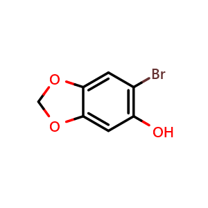 Chemical structure of 5-Bromo-6-hydroxy-1,3-benzodioxole , CAS 6941-70-4, AChemBlock AD242707