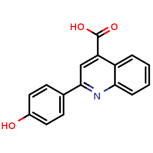 Chemical structure of 2-(4-Hydroxyphenyl)quinoline-4-carboxylic acid , CAS 6952-34-7, AChemBlock AD242708