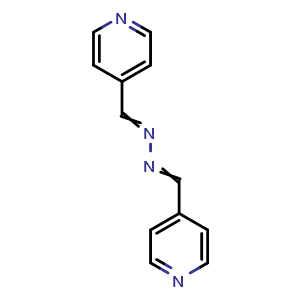 Chemical structure of 4-({2-[(pyridin-4-yl)methylidene]hydrazin-1-ylidene}methyl)pyridine , CAS 6957-22-8, AChemBlock AD242710