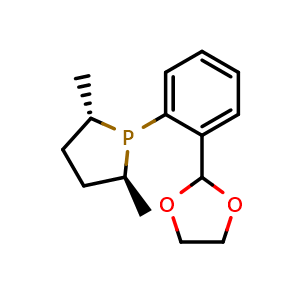 Chemical structure of (2S,5S)-1-[2-(1,3-dioxolan-2-yl)phenyl]-2,5-dimethylphospholane , CAS 695816-47-8, AChemBlock AD242711
