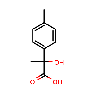 Chemical structure of 2-hydroxy-2-(4-methylphenyl)propanoic acid , CAS 70589-40-1, AChemBlock AD242738
