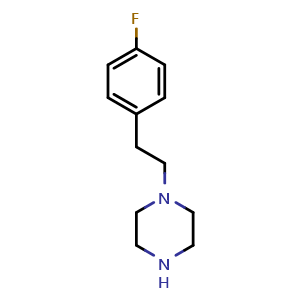 Chemical structure of 1-[2-(4-fluorophenyl)ethyl]piperazine , CAS 70931-33-8, AChemBlock AD242749