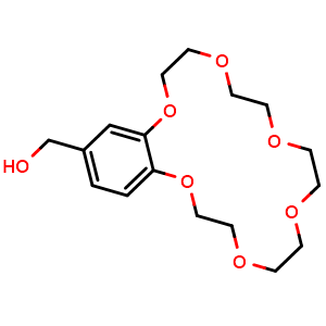 Chemical structure of (2,3,5,6,8,9,11,12,14,15-decahydro-1,4,7,10,13,16-benzohexaoxacyclooctadecin-18-yl)methanol , CAS 71015-62-8, AChemBlock AD242751