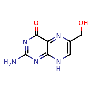 Chemical structure of 2-Amino-6-(hydroxymethyl)-4,8-dihydropteridin-4-one , CAS 712-29-8, AChemBlock AD242755