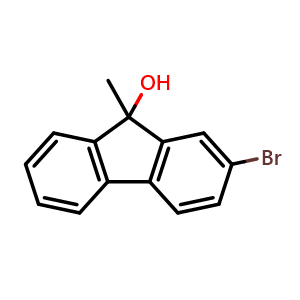 Chemical structure of 2-bromo-9-methyl-9H-fluoren-9-ol , CAS 713131-50-1, AChemBlock AD242757